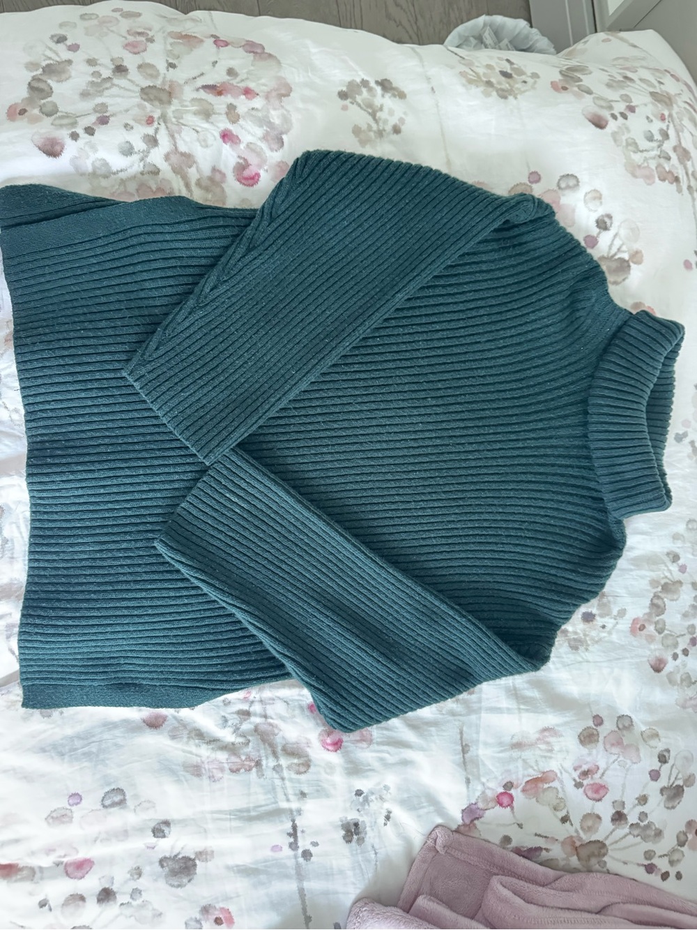H&M Ribbed Turtleneck Sweater - Teal Green